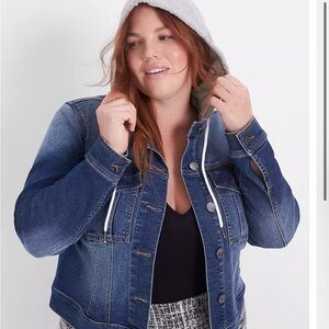 Lane Bryant Jean Jacket Size 18 with detachable gray hood